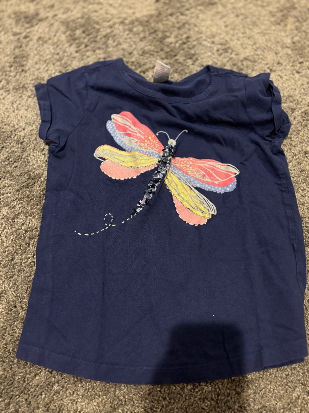 Gymboree Girls Blue Sequin Dragonfly Short Sleeve Tee